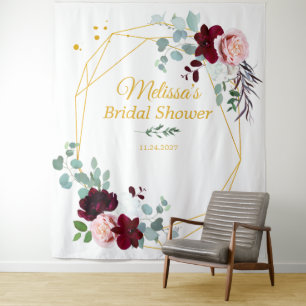 Tenture Fond de stand floral de mariage géométrique doré