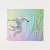 Tenture Fond de stand photo d'anniversaire licorne or flor (Devant (Horizontal))