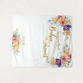 Tenture Fond de stand photo de Baby Shower Floral Or (Devant (Horizontal))