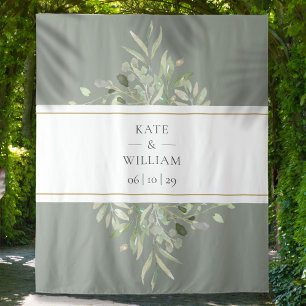 Tenture Fond de stand photo de mariage à la verdure vert s
