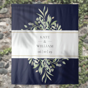 Tenture Fond de stand photo de mariage à verdure bleu mari