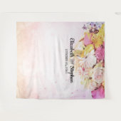Tenture Fond de stand photo de mariage aux fleurs aquarell (Devant (Horizontal))