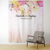 Tenture Fond de stand photo de mariage aux fleurs aquarell (En situation)
