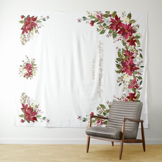 Tenture Fond de stand photo de mariage aux poinsettias rou (En situation (horizontale))
