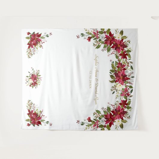 Tenture Fond de stand photo de mariage aux poinsettias rou (Devant (Horizontal))