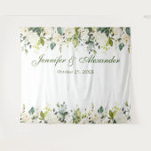 Tenture Fond de stand photo de mariage avec des roses blan (Devant (Horizontal))