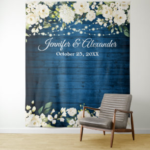 Tenture Fond de stand photo de mariage avec des roses blan