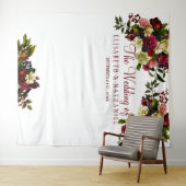 Tenture Fond de stand photo de mariage chic floral Bourgog (En situation (horizontale))