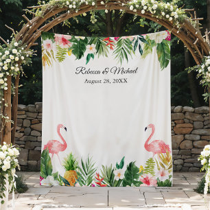 Tenture Fond de stand photo de mariage de flamants tropica