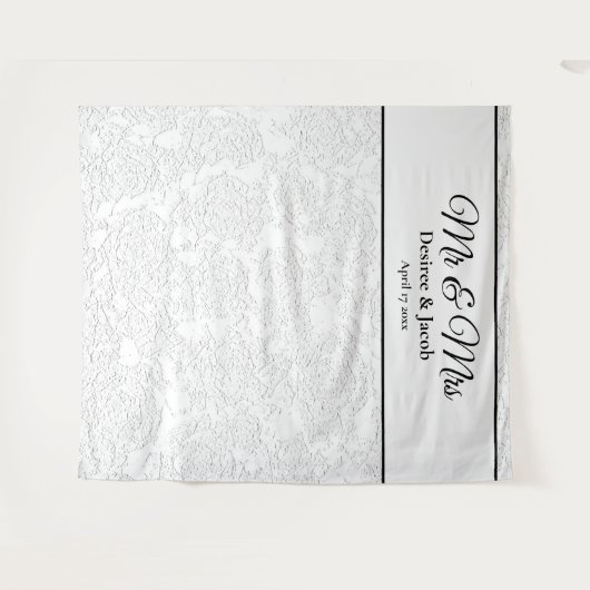 Tenture Fond de stand photo de mariage élégant noir et bla (Devant (Horizontal))