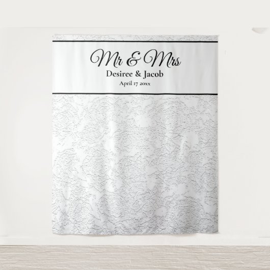 Tenture Fond de stand photo de mariage élégant noir et bla (Devant)