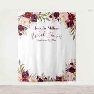 Tenture Fond de stand photo de mariage floral burgundy per
