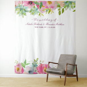 Tenture Fond de stand photo de mariage floral Chic en fleu