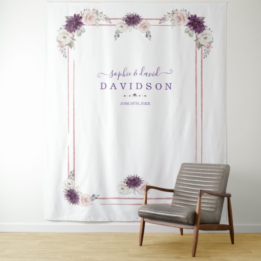 Tenture Fond de stand photo de mariage floral rose lavande (En situation)