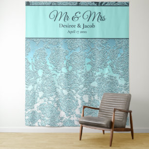 Tenture Fond de stand photo de mariage floral turquoise sa