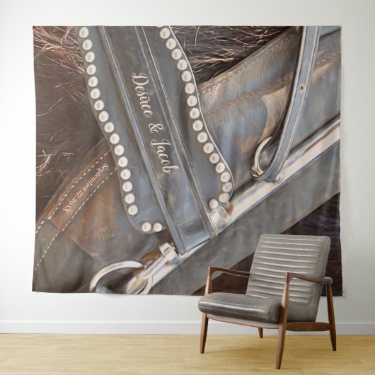 Tenture Fond de stand photo de mariage rustique cheval wes (En situation (horizontale))