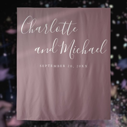 Tenture Fond de stand photo de mariage Script Mauve
