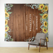 Tenture Fond de stand photo de mariage tournesols eucalypt (En situation (horizontale))