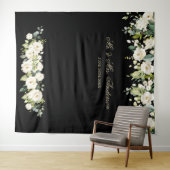 Tenture Fond de stand photo mariage Fleurs blanches Noir (En situation (horizontale))