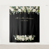 Tenture Fond de stand photo mariage Fleurs blanches Noir (Devant)