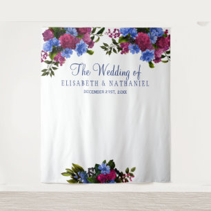 Tenture Fond de stand photo mariage rose bleu floral