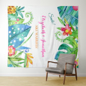 Tenture Fond de stand photo sarcelle rose floral tropical (En situation (horizontale))