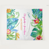Tenture Fond de stand photo sarcelle rose floral tropical (Devant (Horizontal))
