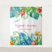 Tenture Fond de stand photo sarcelle rose floral tropical (Devant)