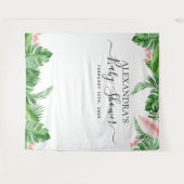 Tenture Fond de stand pour Baby Shower Fleurs tropicales P (Devant (Horizontal))