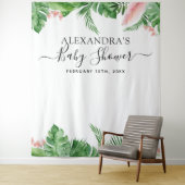 Tenture Fond de stand pour Baby Shower Fleurs tropicales P (En situation)
