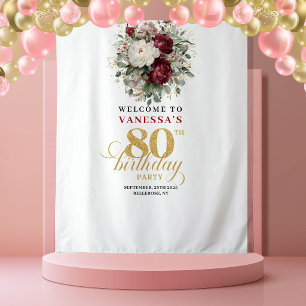 Tenture Fond de toile botanique Bourgogne 80e anniversaire