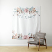 Tenture Fond de toile de douche bébé garçon Woodland BOHO  (En situation)