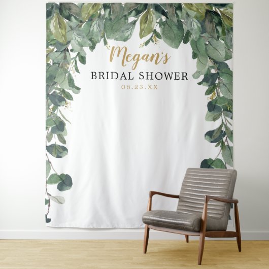 Tenture Fond de toile de douche de mariage - Eucalyptus -  (En situation)