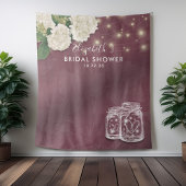 Tenture Fond de toile de douche de mariage pots Mason Hydr