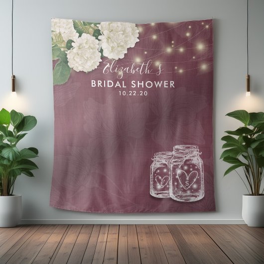 Tenture Fond de toile de douche de mariage pots Mason Hydr
