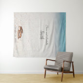 Tenture Fond de toile de douche de mariage sur la plage (En situation (horizontale))