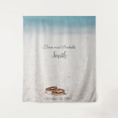 Tenture Fond de toile de douche de mariage sur la plage (Devant)