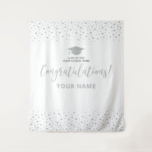 Tenture Fond de toile de félicitation de confettis argenté