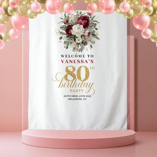 Tenture Fond de toile de fond Boho Blush Bourgogne 80e ann