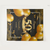 Tenture Fond de toile de fond d'anniversaire 50 ans ballon (Devant (Horizontal))