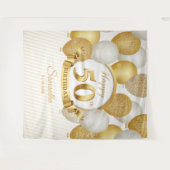Tenture Fond de toile de fond d'anniversaire 50 ans ballon (Devant (Horizontal))