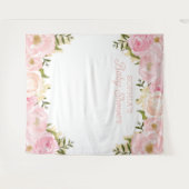 Tenture Fond de toile de fond de Baby Shower Fleurs Roses  (Devant (Horizontal))