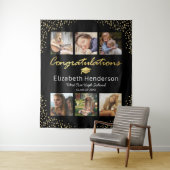 Tenture Fond de toile de fond de collage photo noir or pou (En situation)