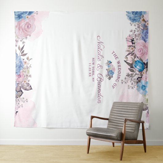 Tenture Fond de toile de fond de photomaton de mariage flo (En situation (horizontale))