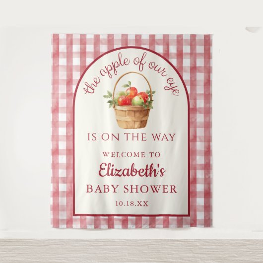 Tenture Fond de toile de fond de shower bébé rouge Apple O (Devant)