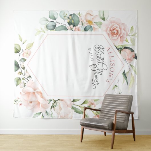 Tenture Fond de toile de fond élégant à motif floral aquar (En situation (horizontale))