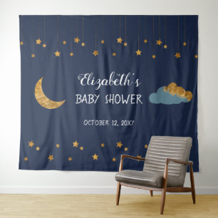 Tenture Fond de toile de fond pour Baby Shower Bleu Nuit e