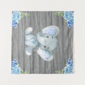 Tenture Fond de toile de fond pour Baby Shower Éléphant Bl (Devant (Horizontal))