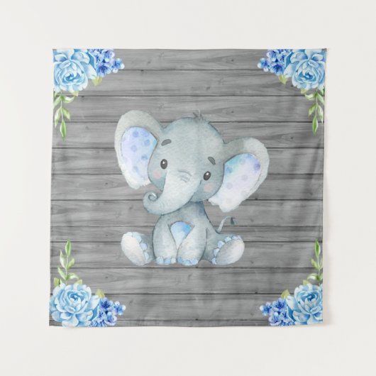 Tenture Fond de toile de fond pour Baby Shower Éléphant Bl (Devant)