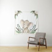 Tenture Fond de toile de fond pour Baby Shower éléphant do (En situation)